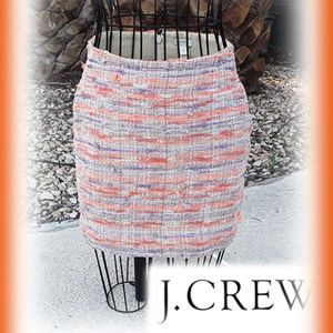 J CREW Cotton Silk Woven Straight Mini Skirt  w/Po